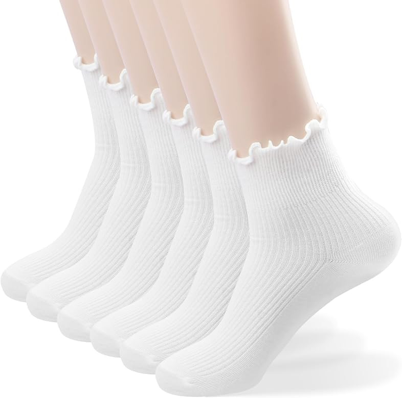 PIKUPJOY 6 Pair Ruffle Socks for Women, Cute and Comfy Frilly Socks, Stylish Dress Socks, Perfect... | Amazon (US)