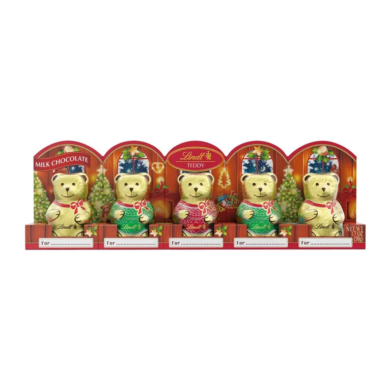 Lindt Mini TEDDY Bear Milk Chocolate Christmas Candy, 1.7 oz. 5-Pack | Walmart (US)