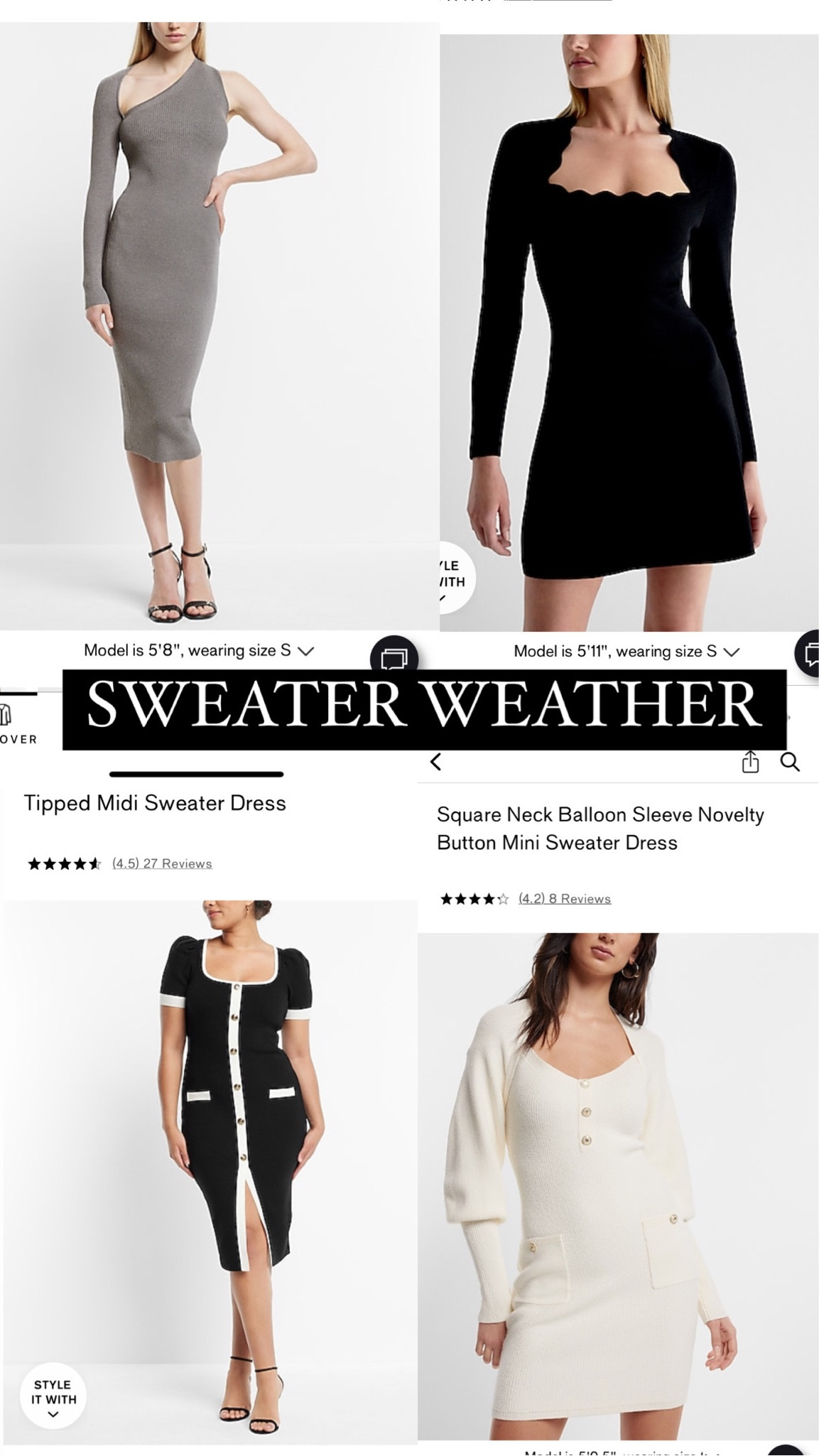 Sweater dresses
Fall, express sale
Black and white sweater dress
Fall fashion 

#LTKfindsunder100 #LTKSeasonal #LTKworkwear