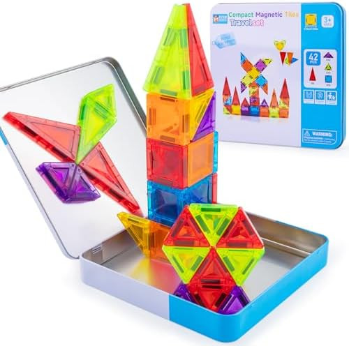 Stocking Stuffer Kid Magnetic Tiles Travel Toys for Toddler, Magnetictile Block Airplane Car Road... | Amazon (US)