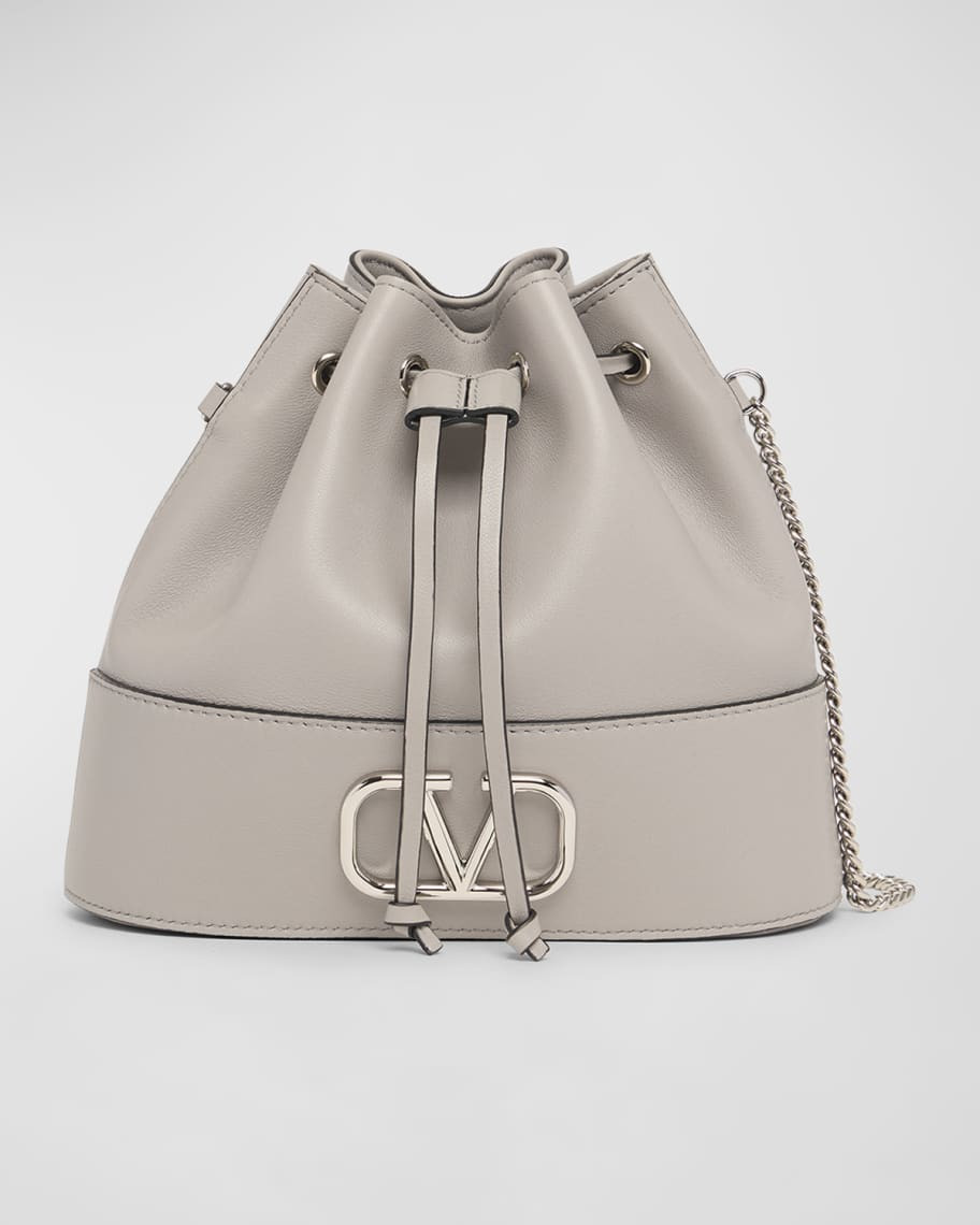 Valentino Garavani Mini VLOGO Drawstring Leather Bucket Bag | Neiman Marcus