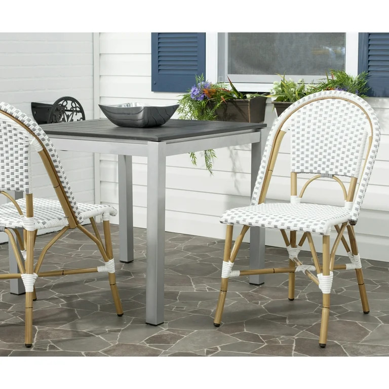 Safavieh Salcha Outdoor French Bistro Side Chair, Set of 2-White/Grey | Walmart (US)