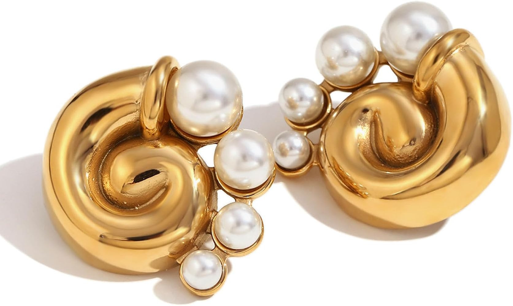 Chic & Chunky 18k Gold Plated Stainless Steel Earrings for Women - Stylish Hoop, Stud & Drop Desi... | Amazon (US)