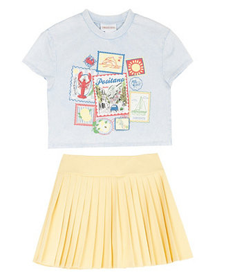 Girls' 7-16 Graphic T-Shirt and Pleated Active Tennis Skort, 2-Piece Set | Macy's