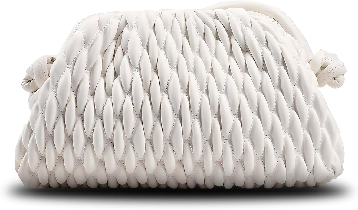 Quilted Dumpling Bag for Women Y2k Purse Shoulder Satchel Bag Cloud Purse Ruched Handmade Leather... | Amazon (US)