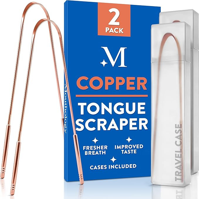 Copper Tongue Scraper for Adults (2 Pack), Reduce Bad Breath, Metal Tongue Scraper, Tongue Cleane... | Amazon (US)