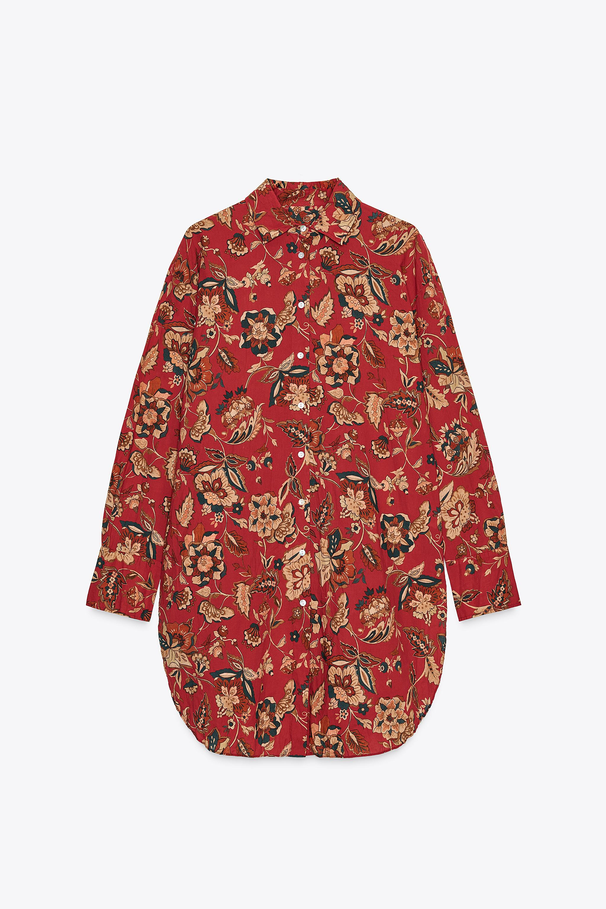 ZW COLLECTION PRINTED LONG SHIRT | Zara AU