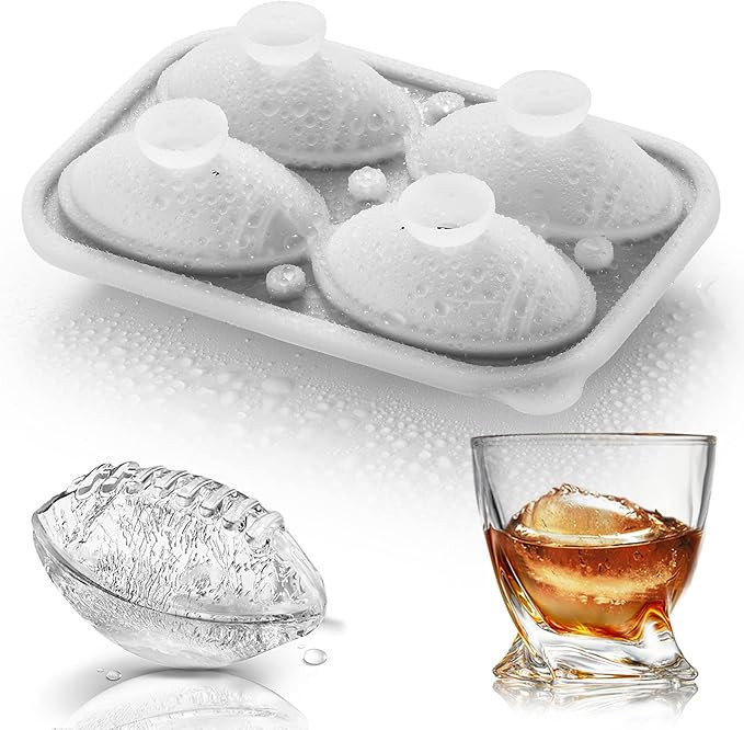 Silicone Football Ice Cube Mold Fun Shapes, Novelty Football Gifts, 2.2" Large Craft Round Sphere... | Amazon (US)