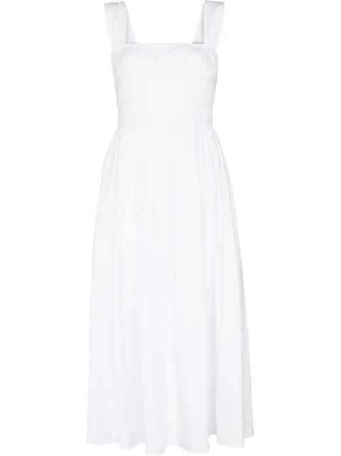 STAUD Ida square-neck Midi Dress - Farfetch | Farfetch (CN)