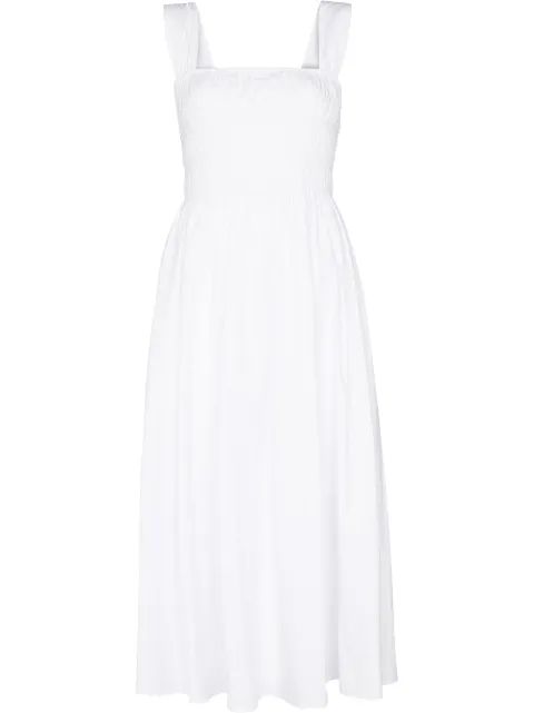 STAUD Ida square-neck Midi Dress - Farfetch | Farfetch (CN)