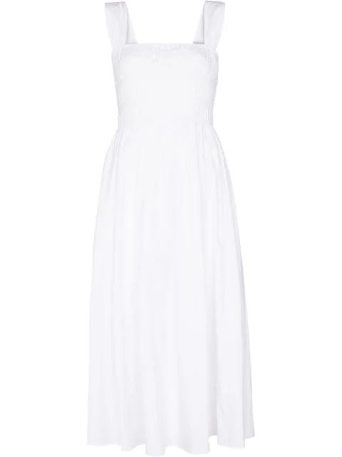 STAUD Ida square-neck Midi Dress - Farfetch | Farfetch (CN)