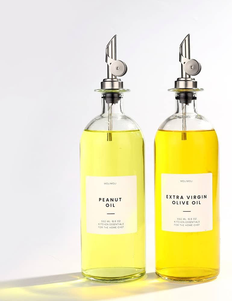 Moilmoli Oil and Vinegar Dispenser with Metal Pour Spout, Weighted Pourer, Glass Bottle Dispenser... | Amazon (US)