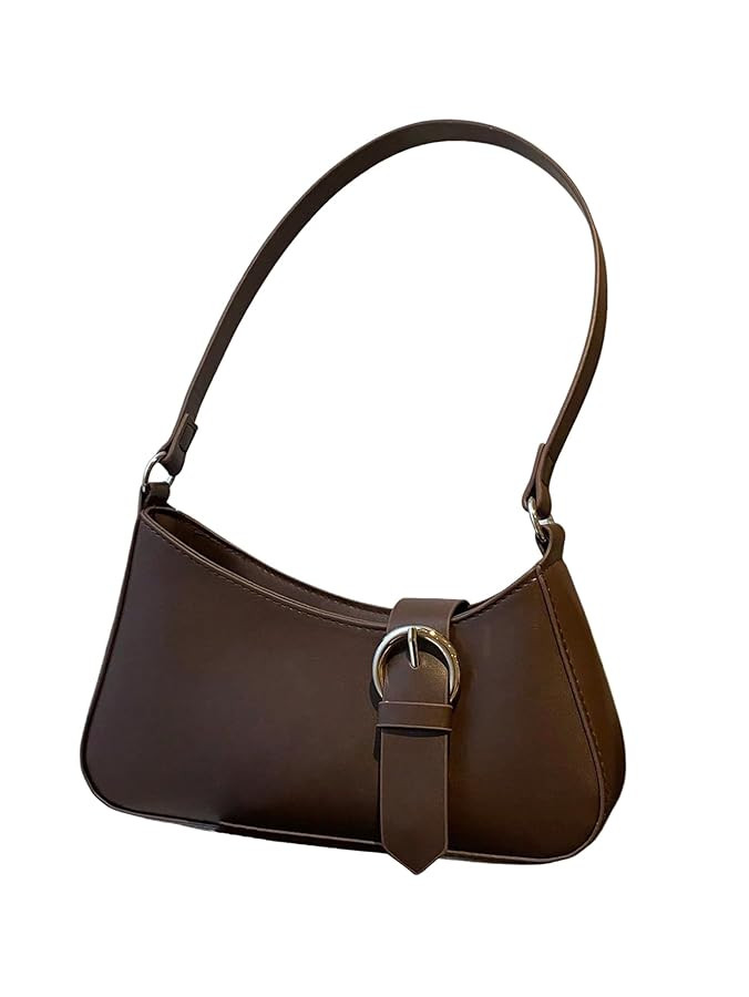 Verdusa Women's Buckle Zipper Crescent Shoulder Handbags Vintage Top Handle Underarm Bags | Amazon (US)