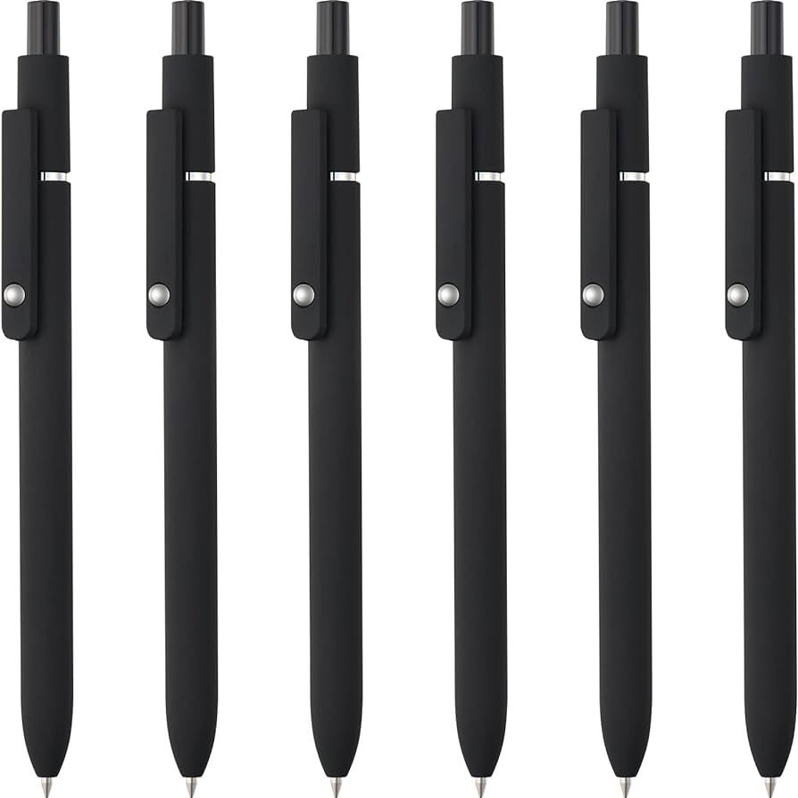 LINFANC 6 Pack Gel Pens, Black Ink Pens Fine Point Smooth Writing Pens Bulk, Soft Touch Cute Pens... | Amazon (US)