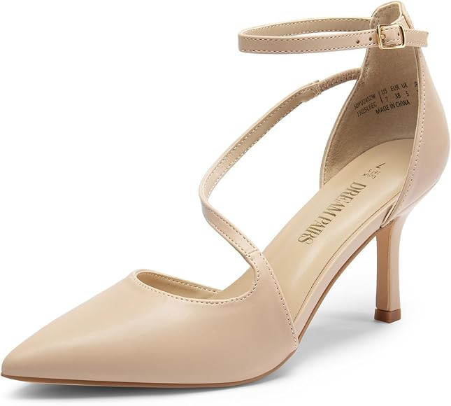 DREAM PAIRS Women's High Heels Strappy Pumps Closed Pointed Toe Stiletto Ankle Strap Party Dress ... | Amazon (US)