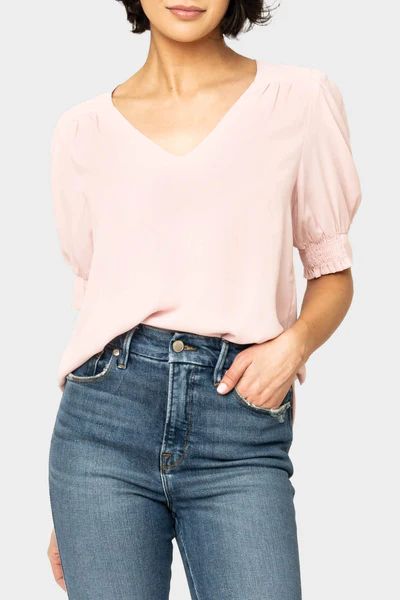Puff Sleeve V-Neck Blouse | Gibson