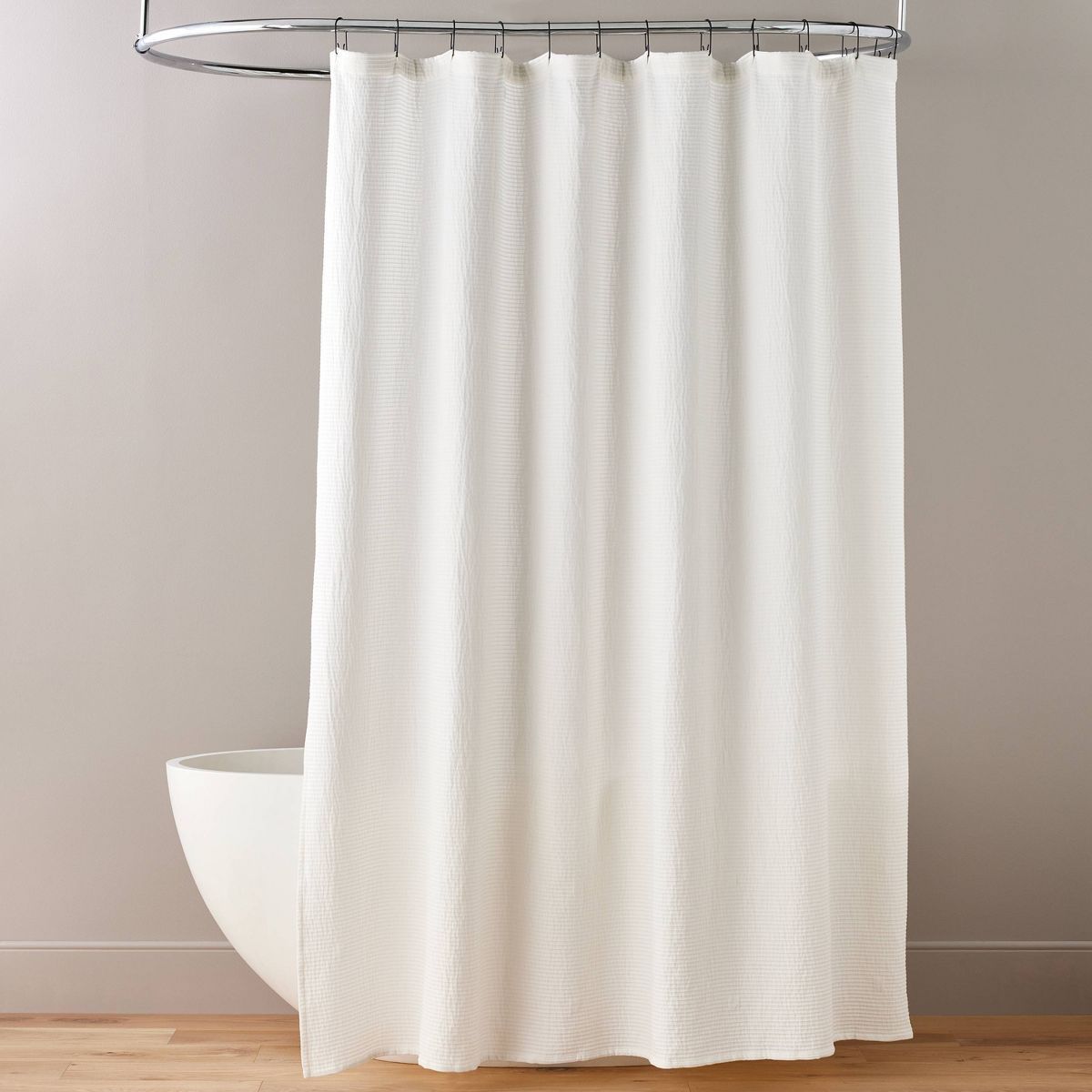 Textured Horizontal Stripe Matelassé Shower Curtain Cream - Hearth & Hand™ with Magnolia | Target