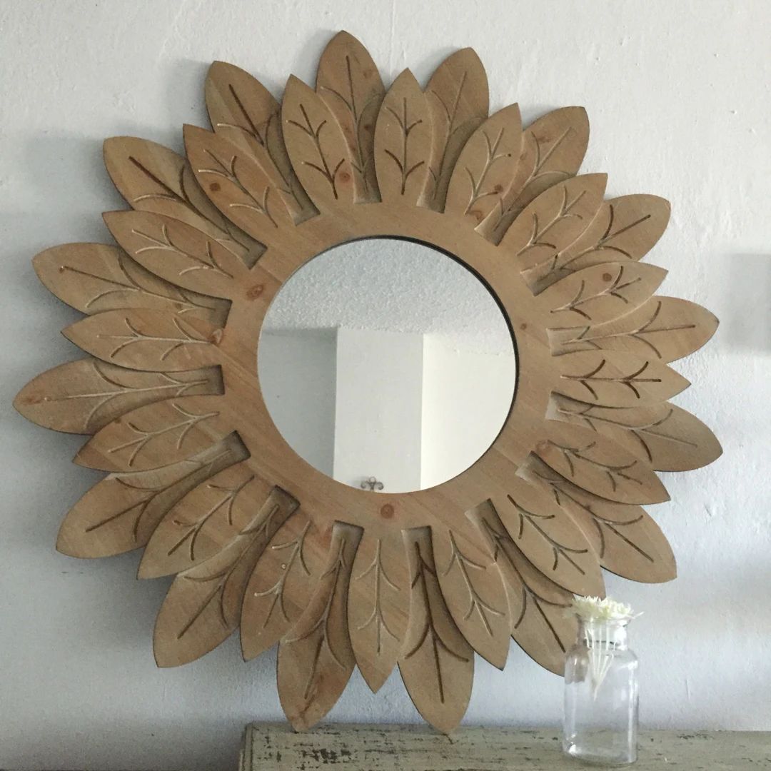 Coastal living reclaim petal wood flower mirror  wall fixture key hanging | Etsy (CAD)