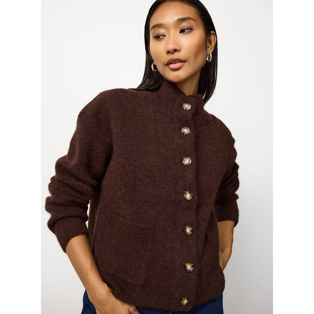 Buy Brown Alpaca Blend Funnel Neck Cardigan L | Cardigans | Argos | argos.co.uk