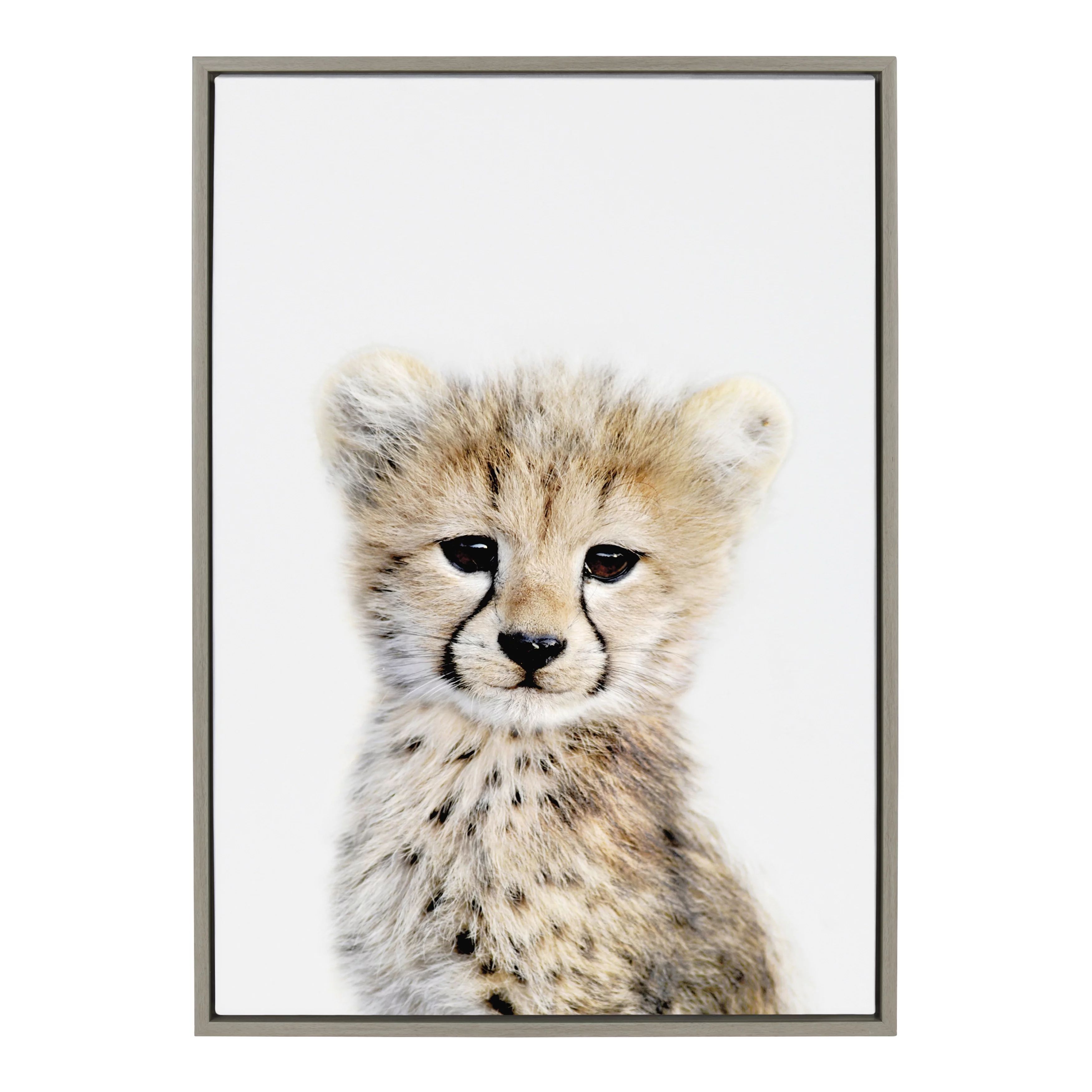 Kate and Laurel Sylvie Baby Cheetah Animal Print Portrait Framed Canvas Wall Art by Amy Peterson,... | Walmart (US)