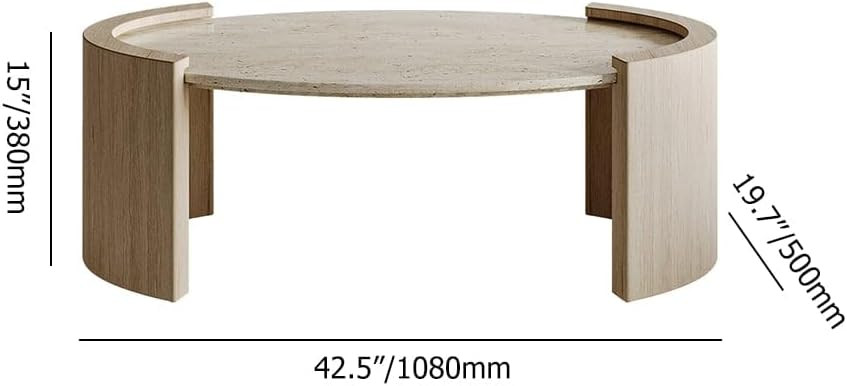 homary 43" Japandi Oval Travertine Stone Top Coffee Table – Double Pedestal Oval Coffee Table w... | Amazon (US)