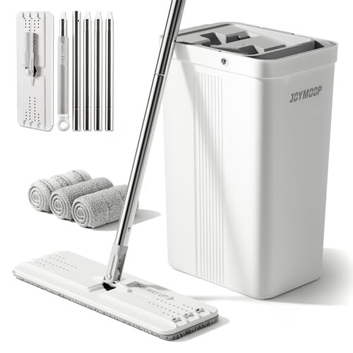 JOYMOOP Mop and Bucket with Wringer Set with 50" Mop Handle with Flexible 13" Flat Head with Flat Mop | Amazon (US)