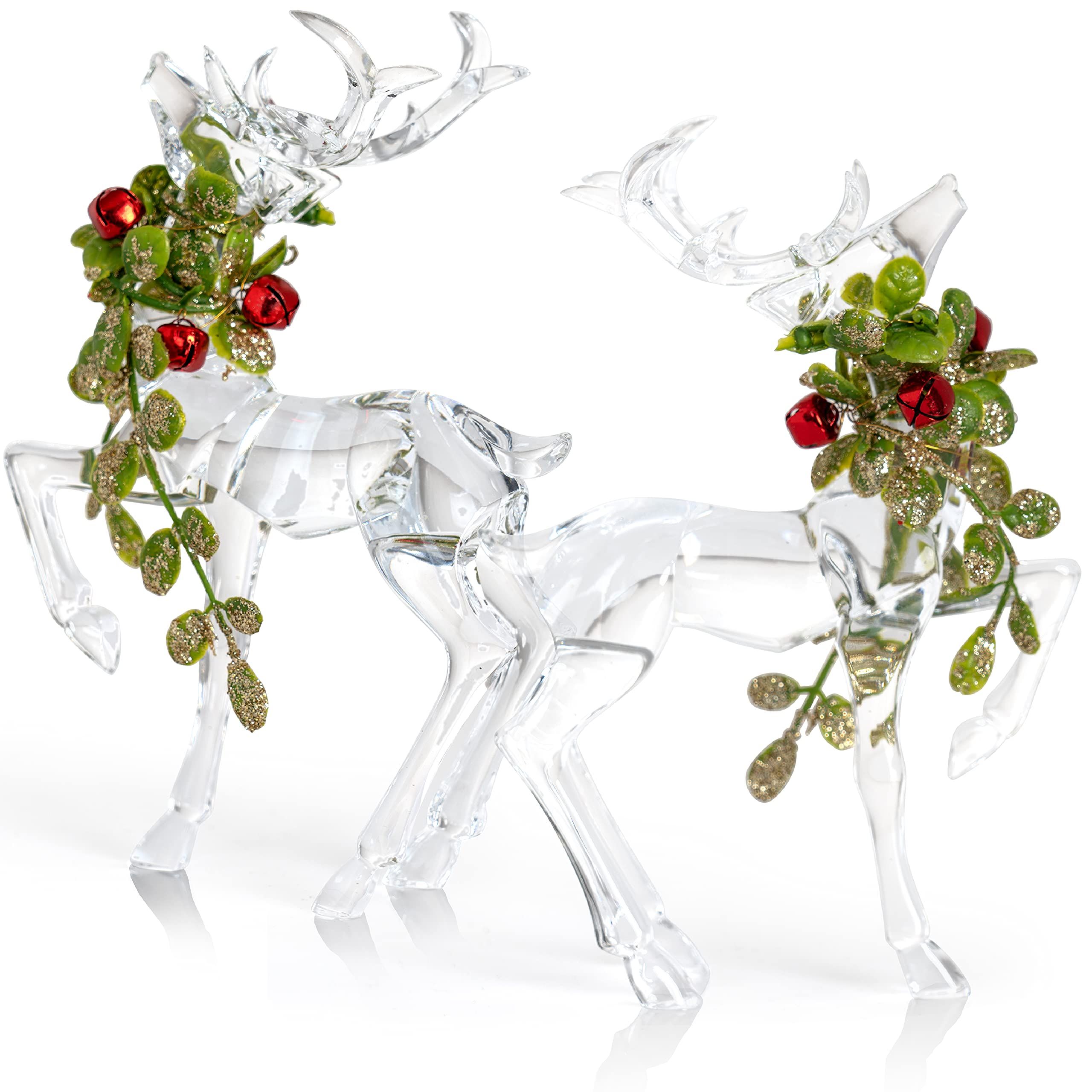 Ornativity Acrylic Christmas Reindeer Ornaments - Holiday Clear Party Deer Figurine Statues with ... | Walmart (US)