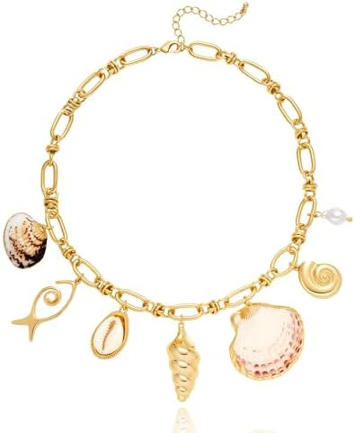 LILIE&WHITE Gold Necklaces for Women Trendy Summer Choker Necklace Beach Statement Necklaces Jewe... | Amazon (US)