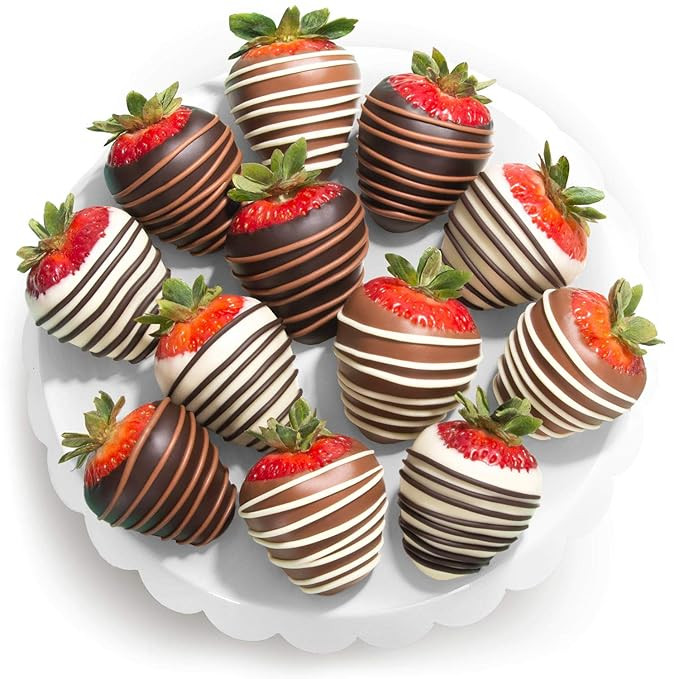 Chocolate Covered Strawberries, 12 Dark/Milk/White Delight | Amazon (US)