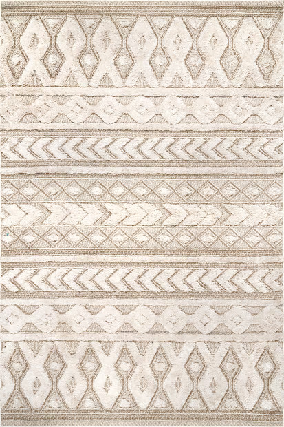 Beige Gracy Textured Geometric Area Rug | Rugs USA