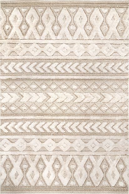 Beige Gracy Textured Geometric Area Rug | Rugs USA