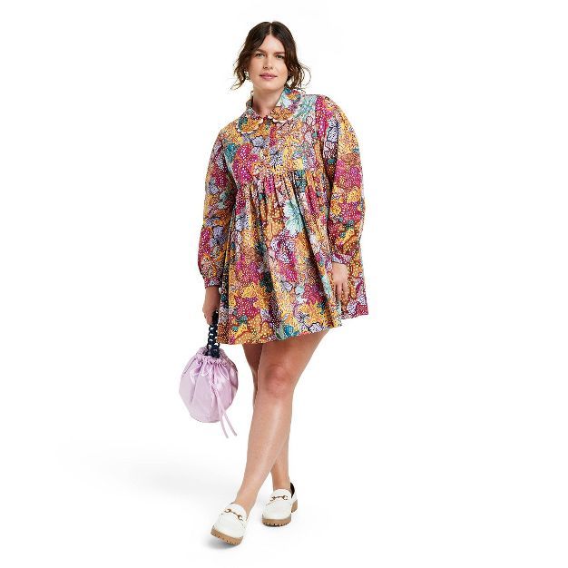 Women&#39;s Anemone Floral Mini Dress - Kika Vargas x Target Pink/Blue/Gold XS | Target