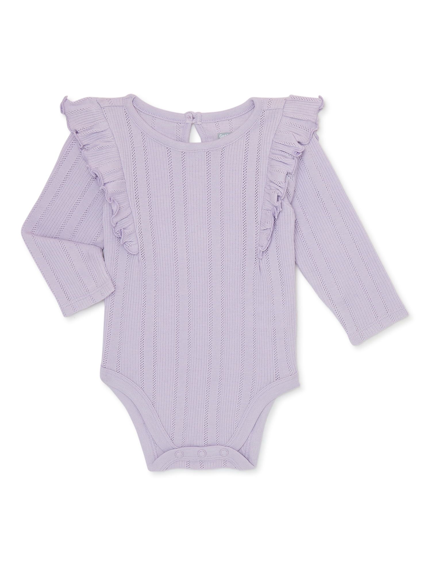 Garanimals Baby Girl Long Sleeve Flutter Bodysuit, Sizes 0 Month - 24 Months | Walmart (US)