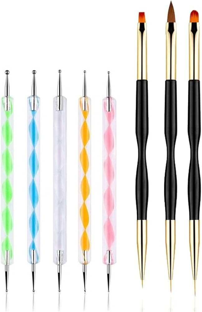 5PCS Dotting Pens with 3 PCS Nail Painting Brushes, Double Ended Brush and Dotting Tool Kit, Nail... | Amazon (US)