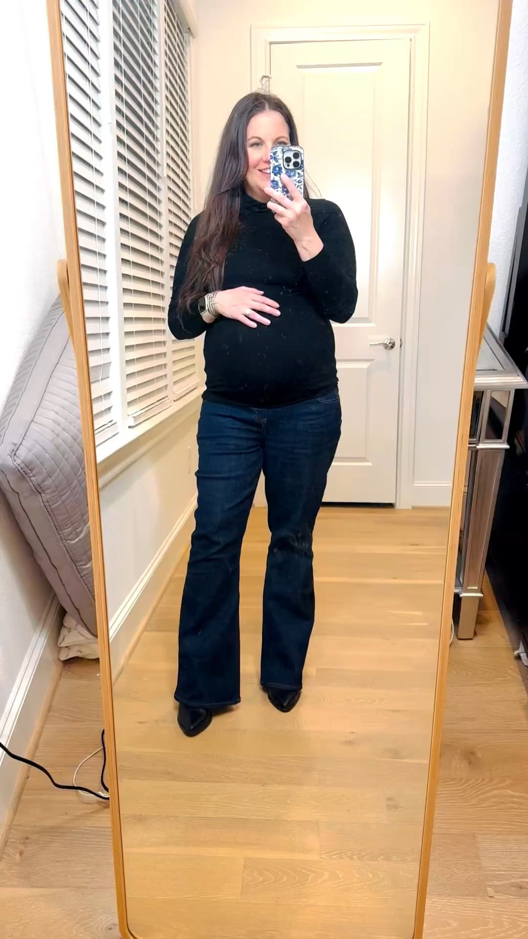 This winter outfit is one of my favorite elevated maternity outfit options. If you’re looking for a polished but comfortable dressy casual style, this combo is such a good go-to. I styled a classic black turtleneck with dark blue flared jeans—these are truly the best maternity jeans for a flattering fit and all-day comfort.

I finished the look with sleek black boots to keep it chic and holiday season-appropriate. This outfit works perfectly as a business casual outfit idea, whether you’re heading into the office, a meeting, or just want to feel a little more put together during pregnancy.

Everything is linked below to recreate this bump-friendly winter look 

#LTKSeasonal #LTKFindsUnder100 #LTKBump