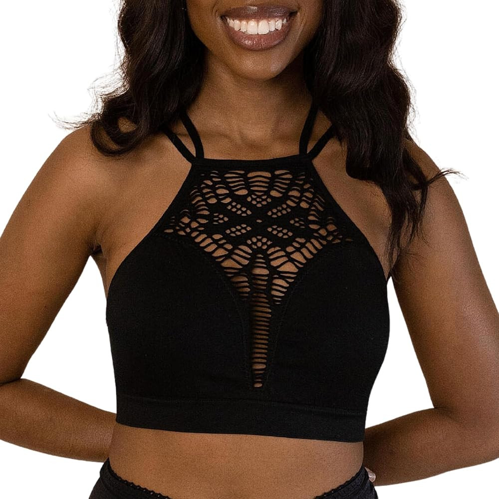 Coobie Halter Neck Criss Cross Plunge Bralette | Amazon (US)