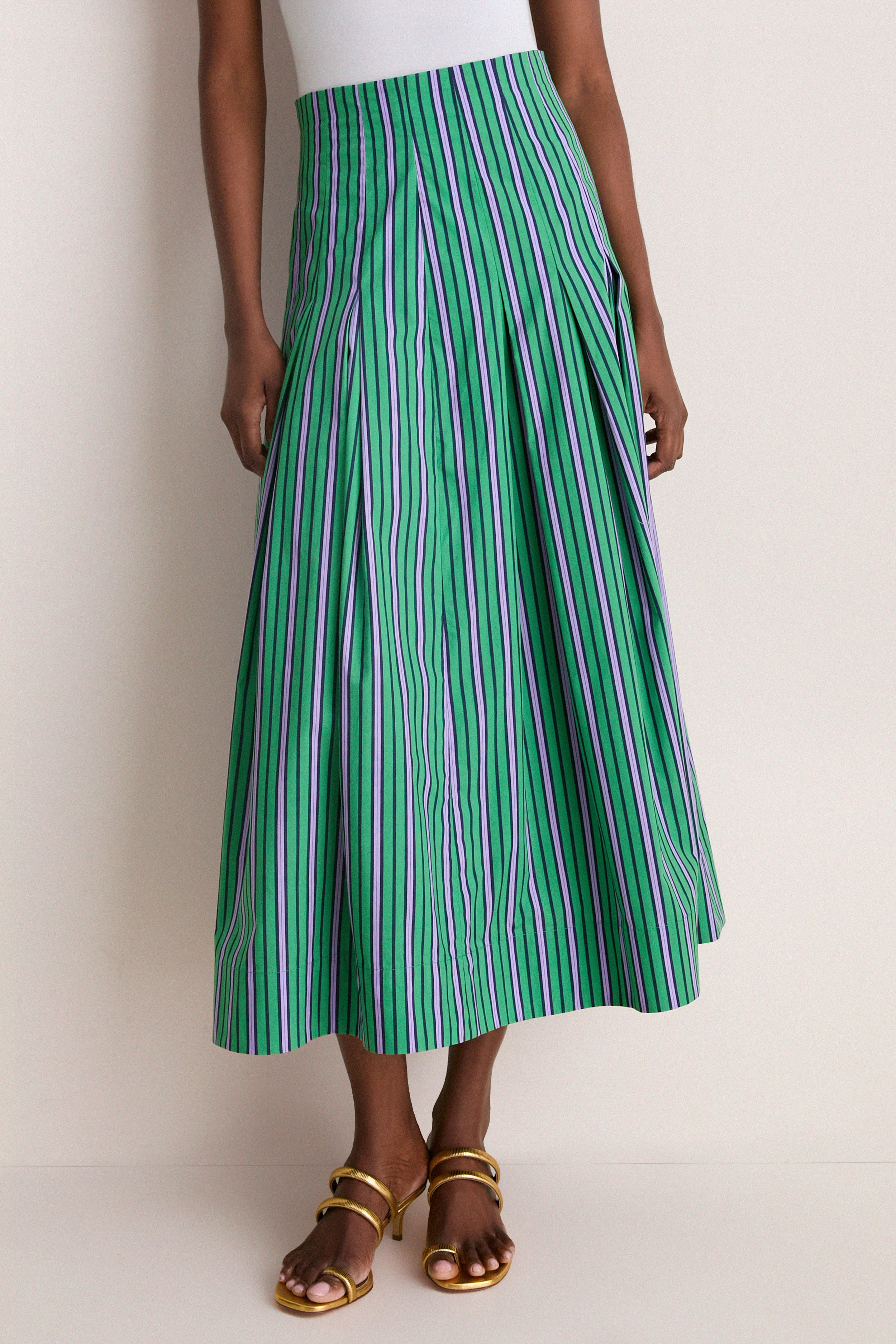 Fern Multi Striped Cotton Full Midi Skirt | Tuckernuck (US)