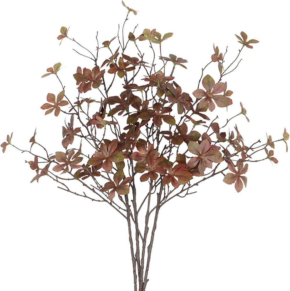 CISDUEO 4 Pcs Artificial Fall Leaves Stem Plants Fall Floral Stems Fake Leaves Silk Faux Fall Gre... | Amazon (US)