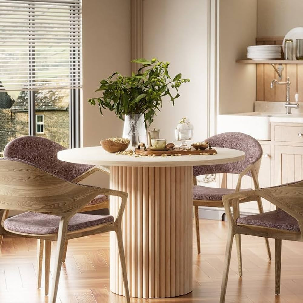 PAKASEPT Round Dining Room Table, 39.5" Circular Tabletop, Modern Kitchen Table with Solid Wood S... | Amazon (US)