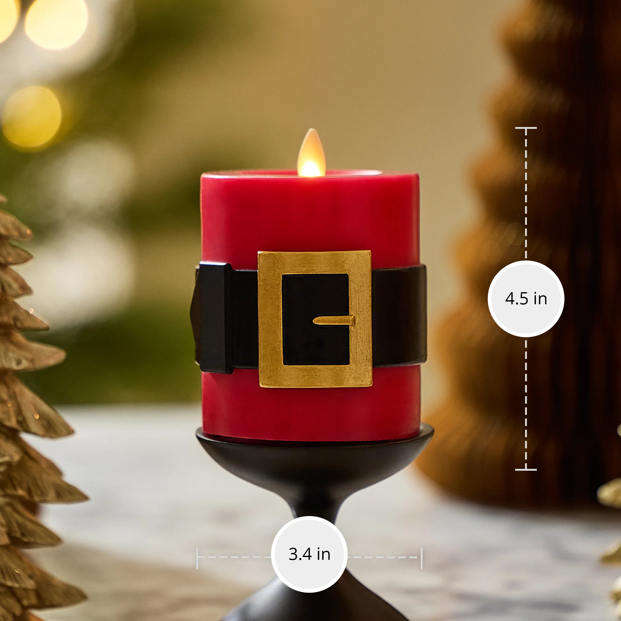 Holiday Red Santa Belt Flameless Candle Pillar | Luminara