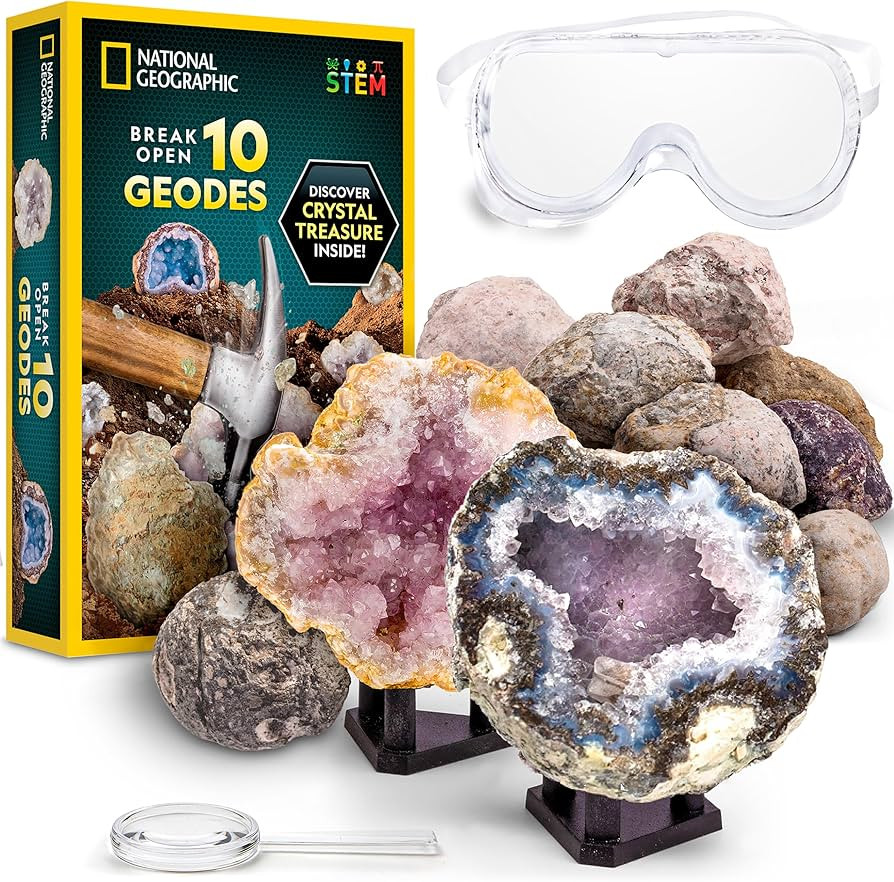 National Geographic Break Open 10 Premium Geodes – Includes Goggles & 2 Display Stands - Great ... | Amazon (US)