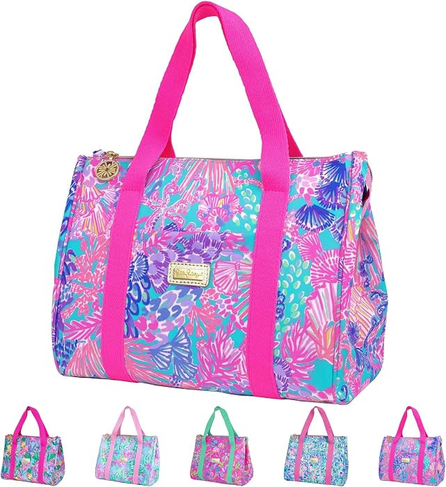 Lilly Pulitzer Cute Lunch Bag for Women, Large Capacity Insulated Tote Bag, Pink/Blue Mini Cooler... | Amazon (US)