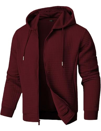 JMIERR Men’s Jacquard Plaid Hoodie Long Sleeve Drawstring Casual Hooded Sweatshirts Jackets wit... | Amazon (US)