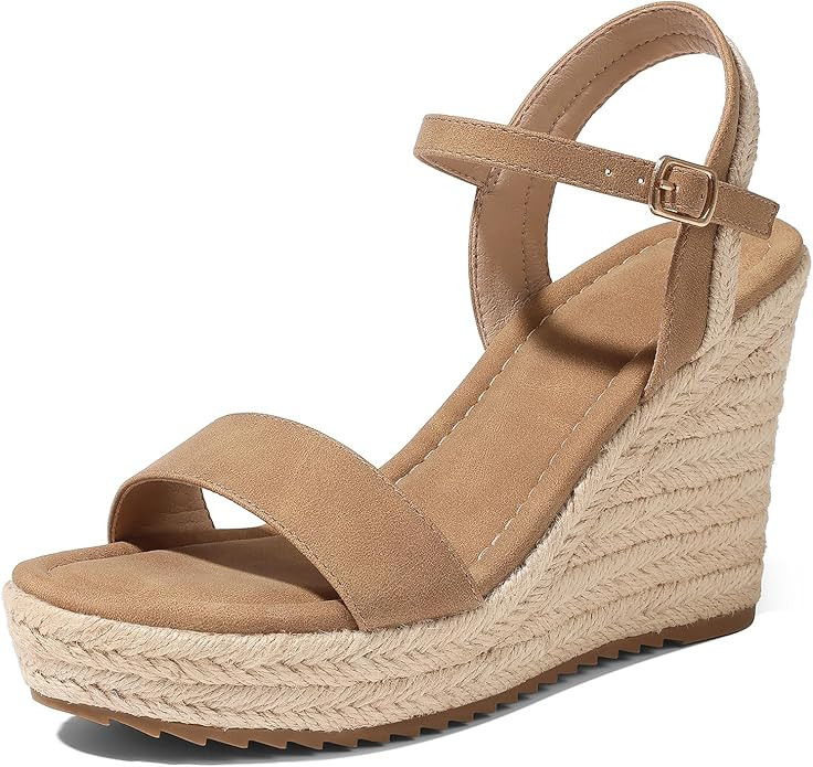 mikarka Women's Espadrille Wedge Sandals: Ankle Strap Platform Open Toe Wedges - Stylish High Hee... | Amazon (US)