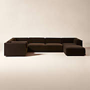 Oriole 6-Piece U-Shaped Dark Brown Performance Velvet Modular Sectional Sofa – Custom Material | CB2
