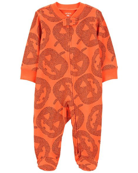 Carter's Baby Girls Halloween 2-Way Zip Cotton Sleep & Play Pajamas 6M Orange | Carter's