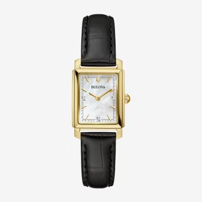 Bulova Classic Sutton Womens Diamond Accent Black Leather Strap Watch 97p166 | JCPenney