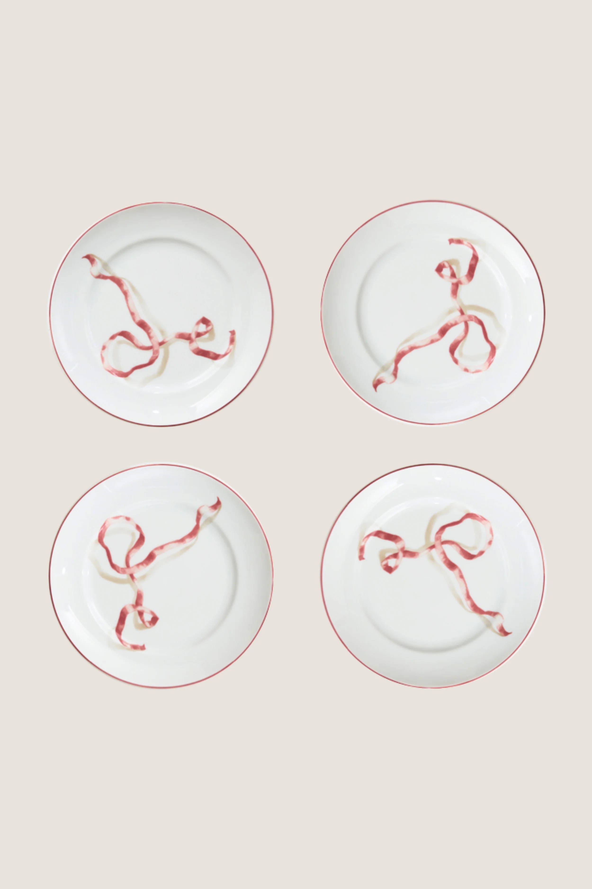Pink Ribbon Dessert Plates (Set of 4) | Tuckernuck (US)