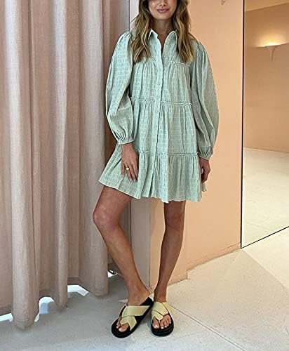 Roiii Women's Casual Long Sleeve Dress Sundress Swing Dress Tunic Dress Button Down Loose Flowy S... | Amazon (US)