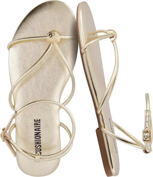 CUSHIONAIRE Tory Strappy Flat Sandals for Women, Toe Ring Sandals with Adjustable Buckle Ankle St... | Amazon (US)